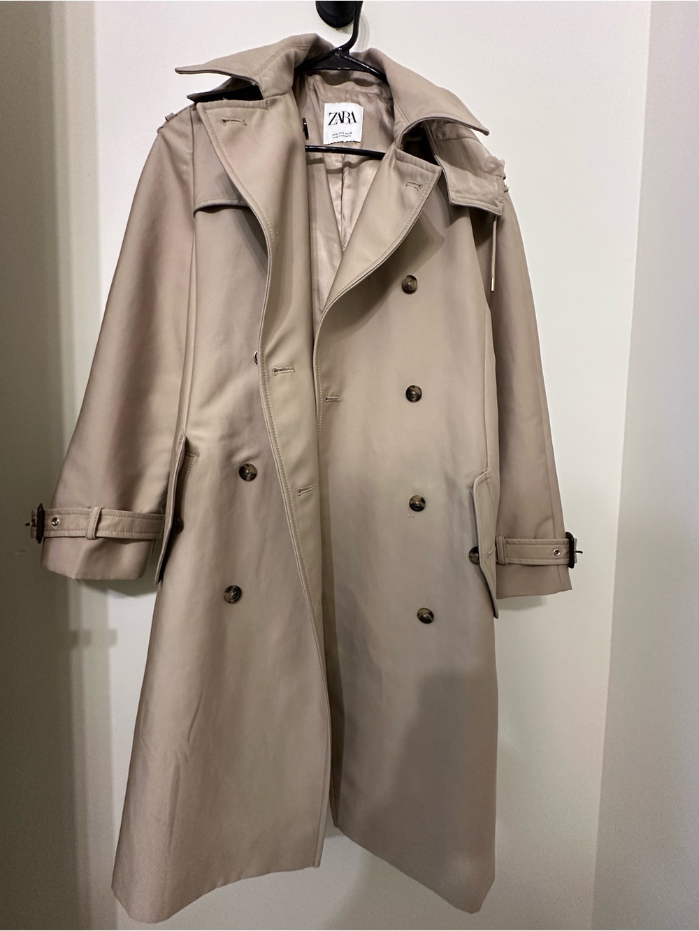 ZARA double-breasted trench coat with hood